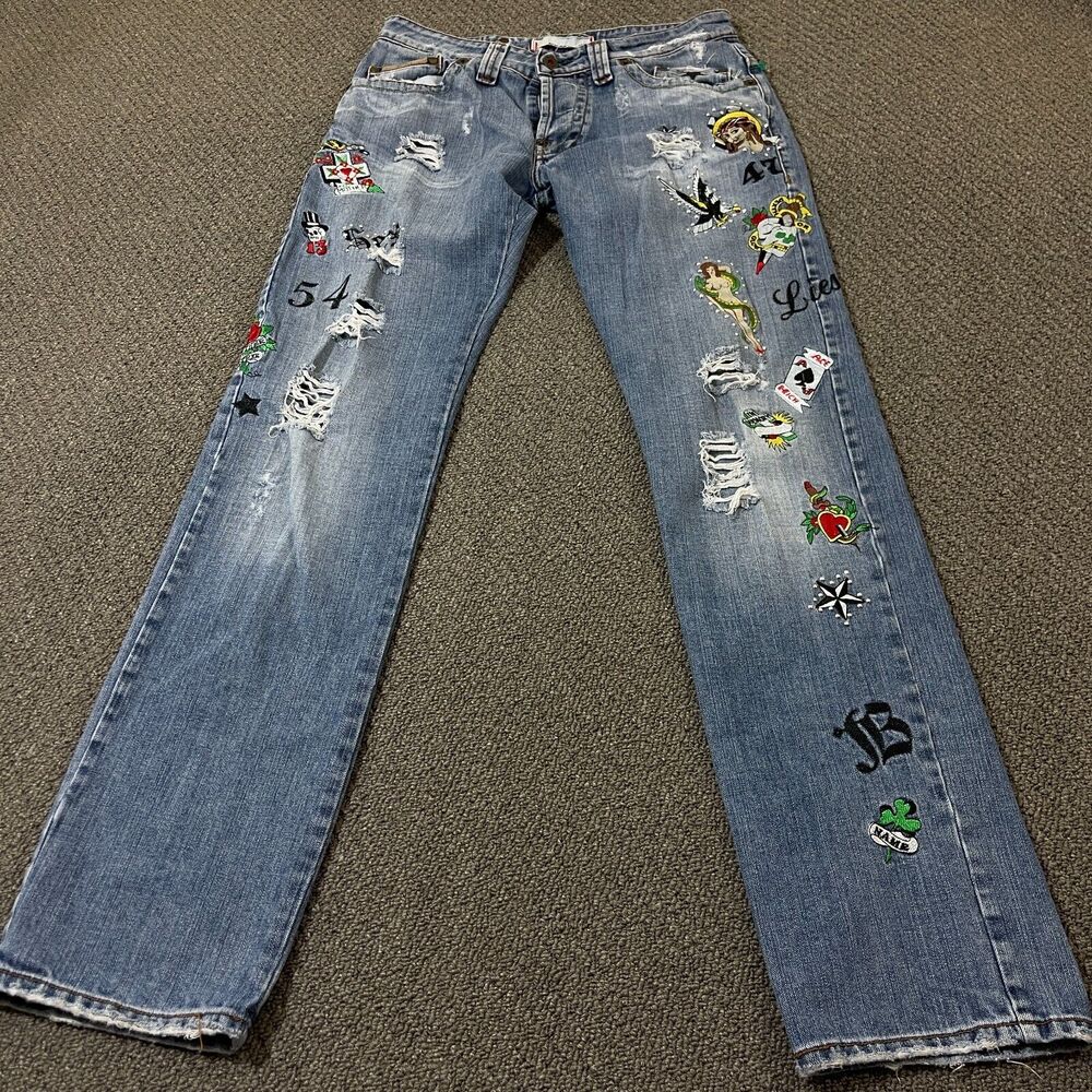 Bray Steve Alan Jeans Womens Size 31 Embroidered Denim Progetti and Prodotti